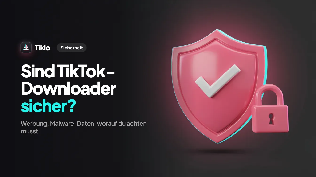 Ein Laptop-Bildschirm zeigt einen sicheren TikTok-Downloader in einem Webbrowser