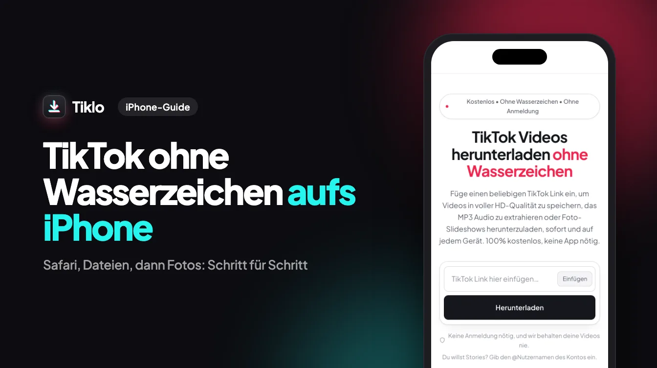 iPhone speichert ein sauberes TikTok-Video ohne Wasserzeichen in der Aufnahmen-Galerie