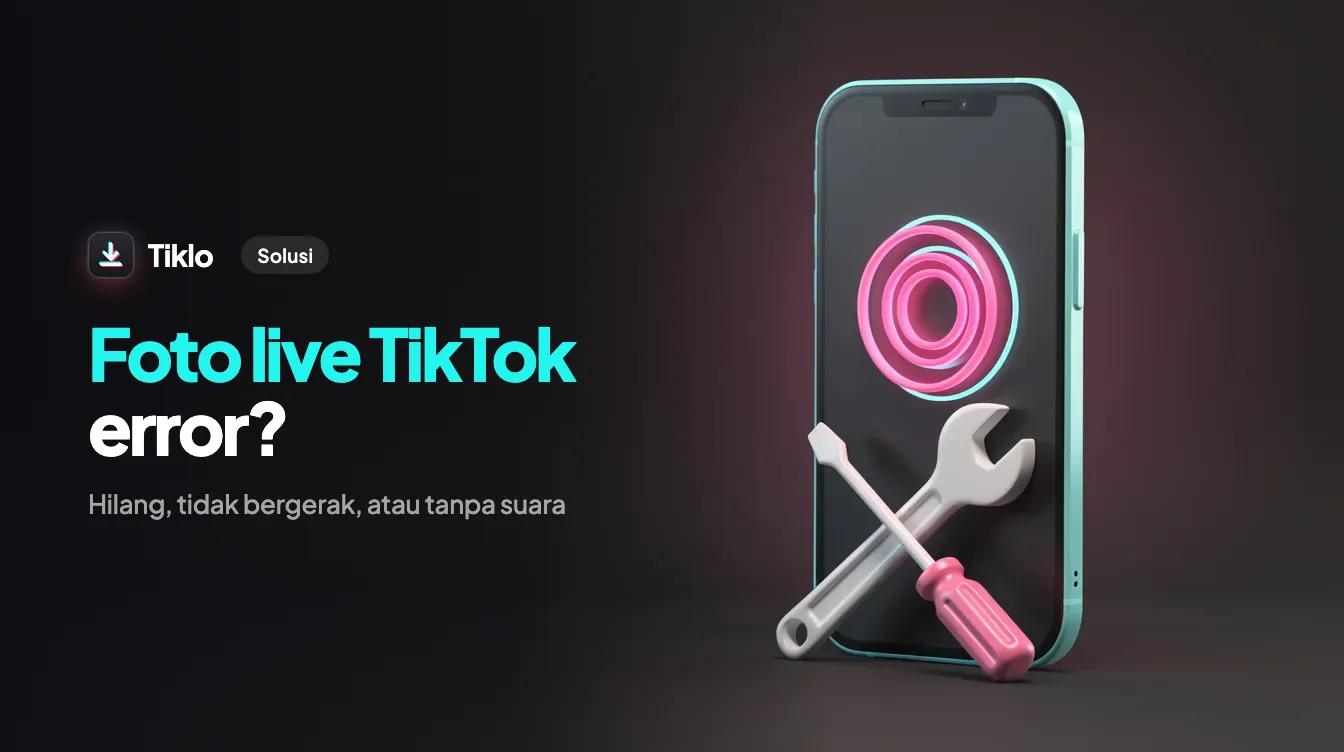 Ponsel dengan foto live bermasalah, kunci pas, dan daftar periksa
